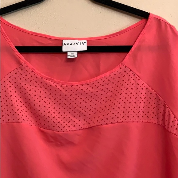 Ava & Viv 2X Coral Cap-sleeve Blouse - Picture 3 of 5